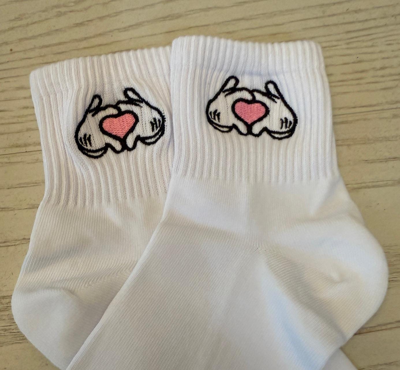 Hand Heart Embroidered Ladies Socks for the Mickey Lover in us all!