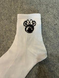 Black & White Castle under the Bow.  Magic Kingdom inspired Ladies Embroidered Socks