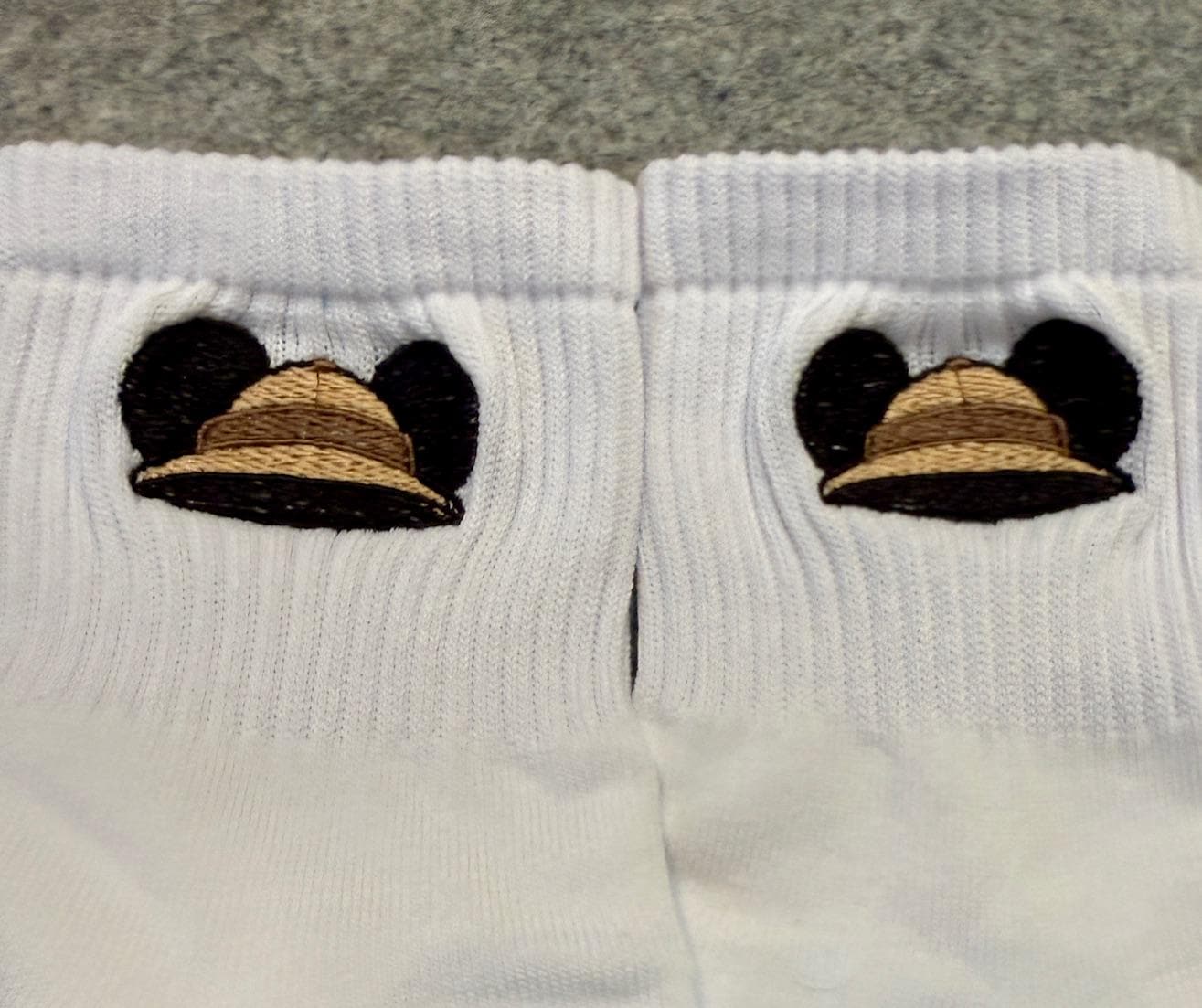 Embroidered Safari Hat Mickey Socks – Moisture-Wicking Park Wear