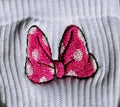 Hot Pink Polka Dot Bow Embroidered Ladies Socks.
