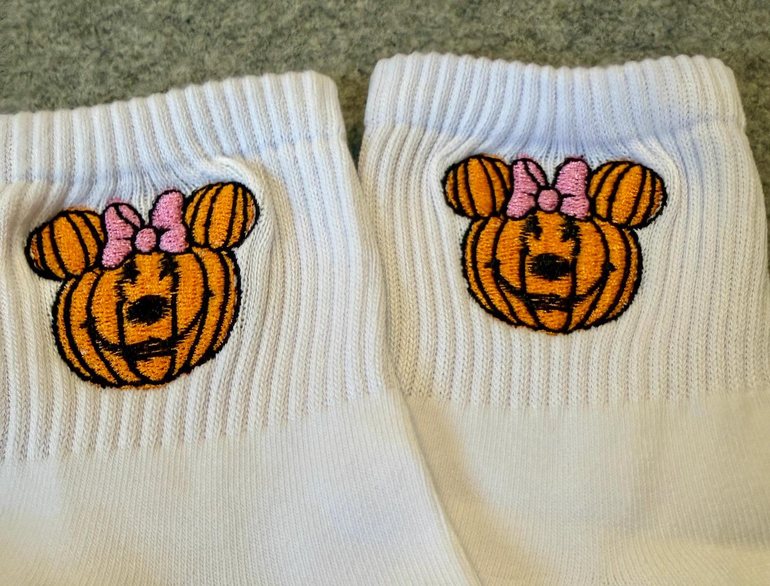 Embroidered girl Mouse Pumpkin Ladies Socks