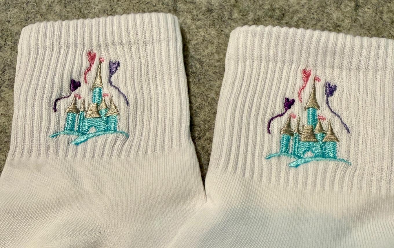Cinderella's Castle Embroidered Ladies Socks.