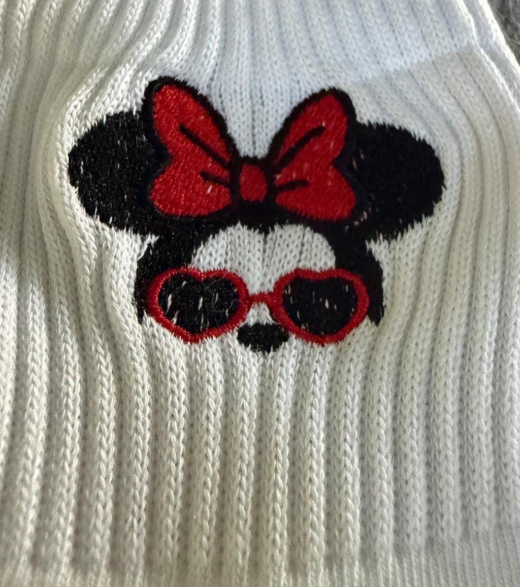 Minnie with sunglasses embroidered socks