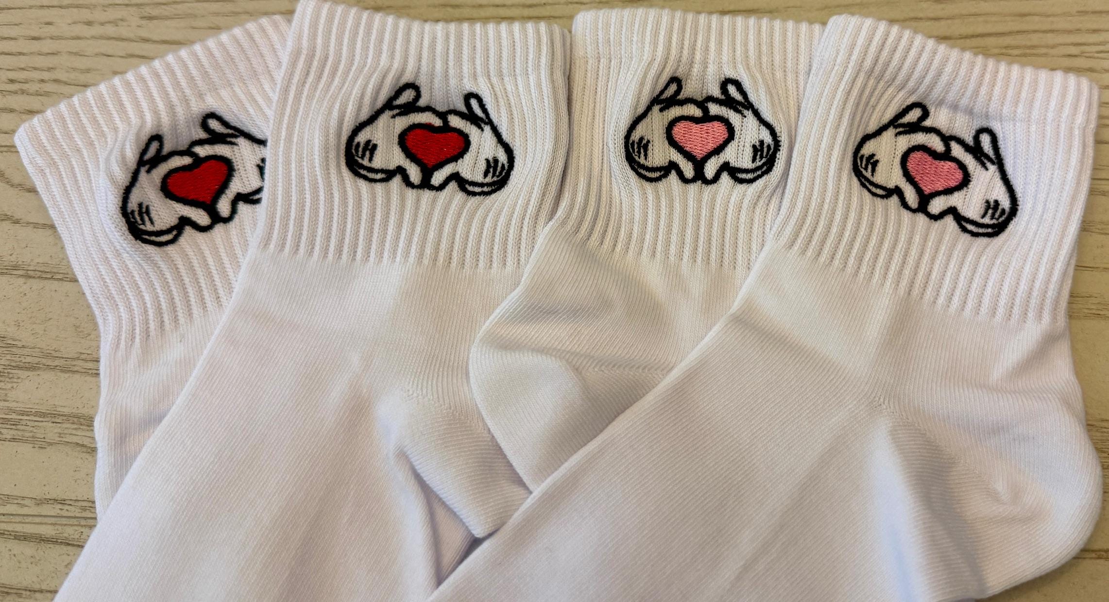 Hand Heart Embroidered Ladies Socks for the Mickey Lover in us all!