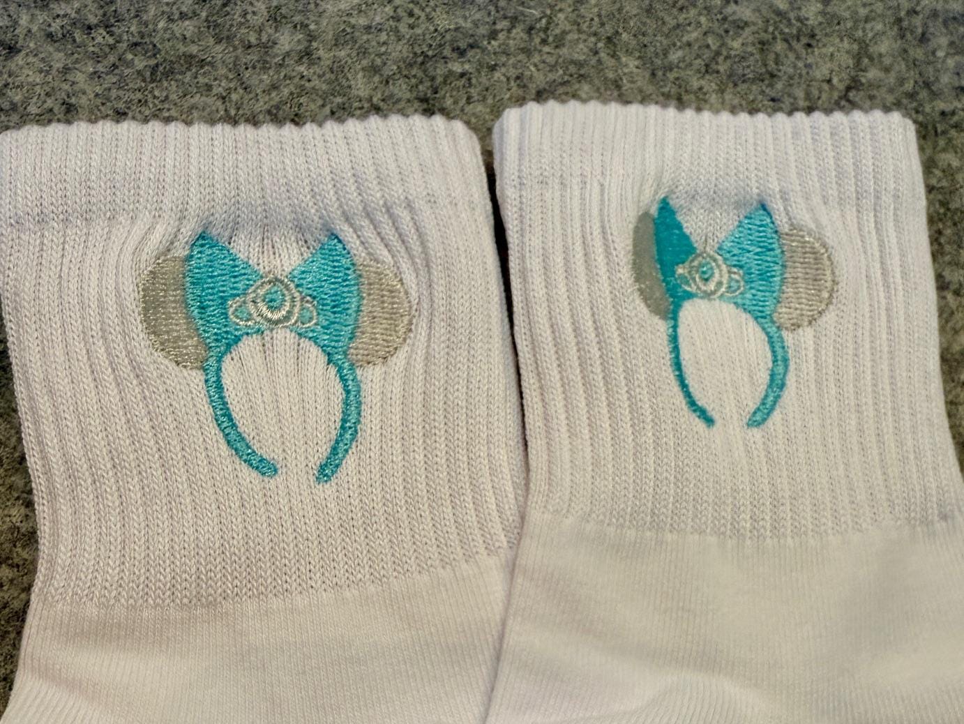 Little Mermaid Ears/Headband Embroidered Socks with Dinglehopper!