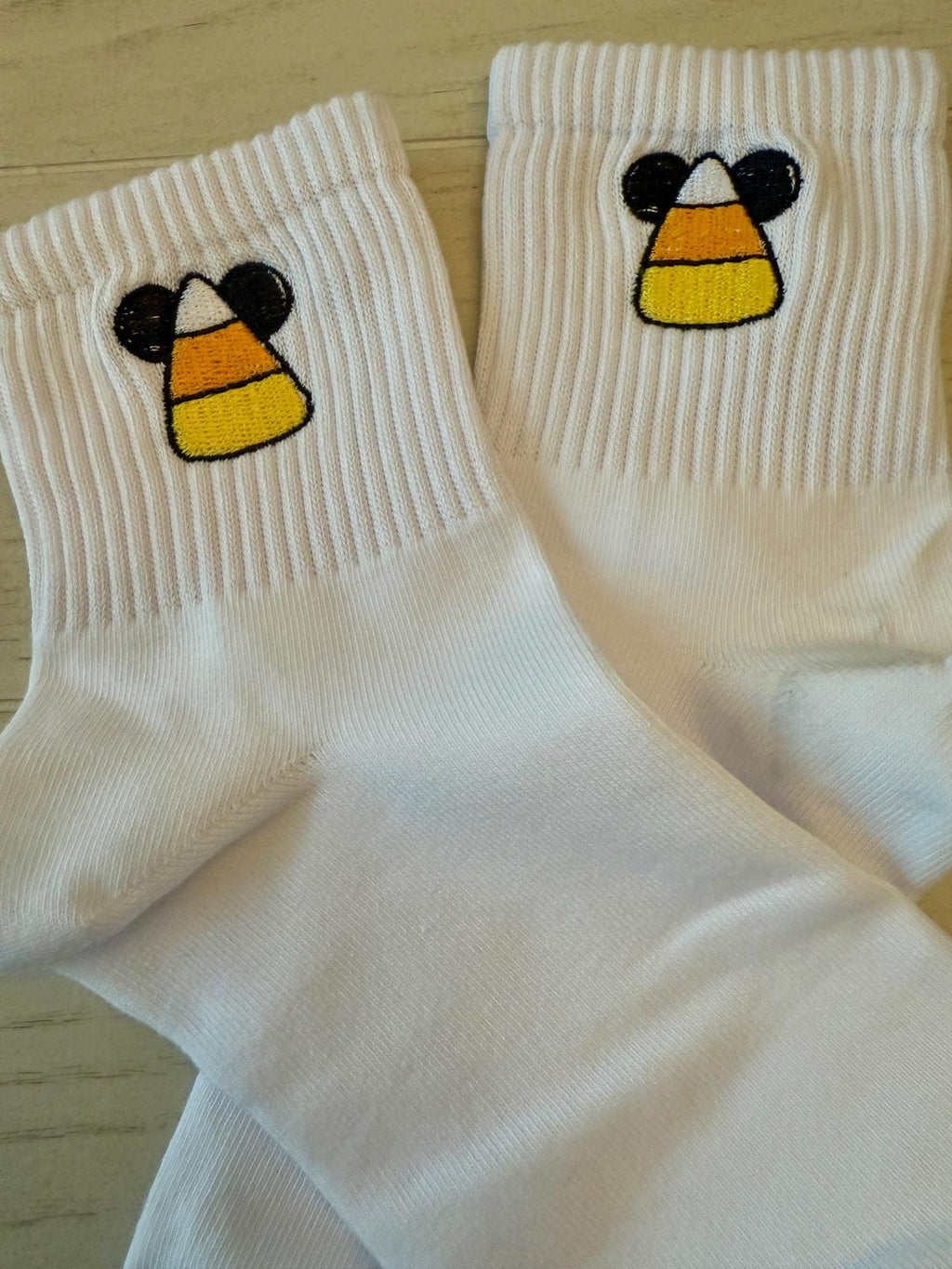 Ladies embroidered Candy Corn Mickey Ears Socks