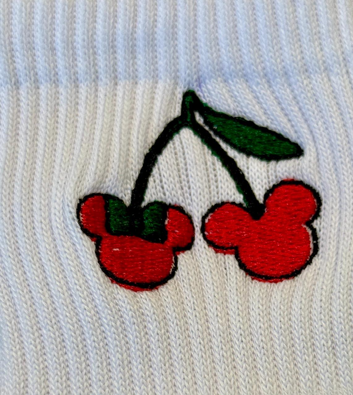 Mickey & Minnie Cherry Embroidered Ladies Socks