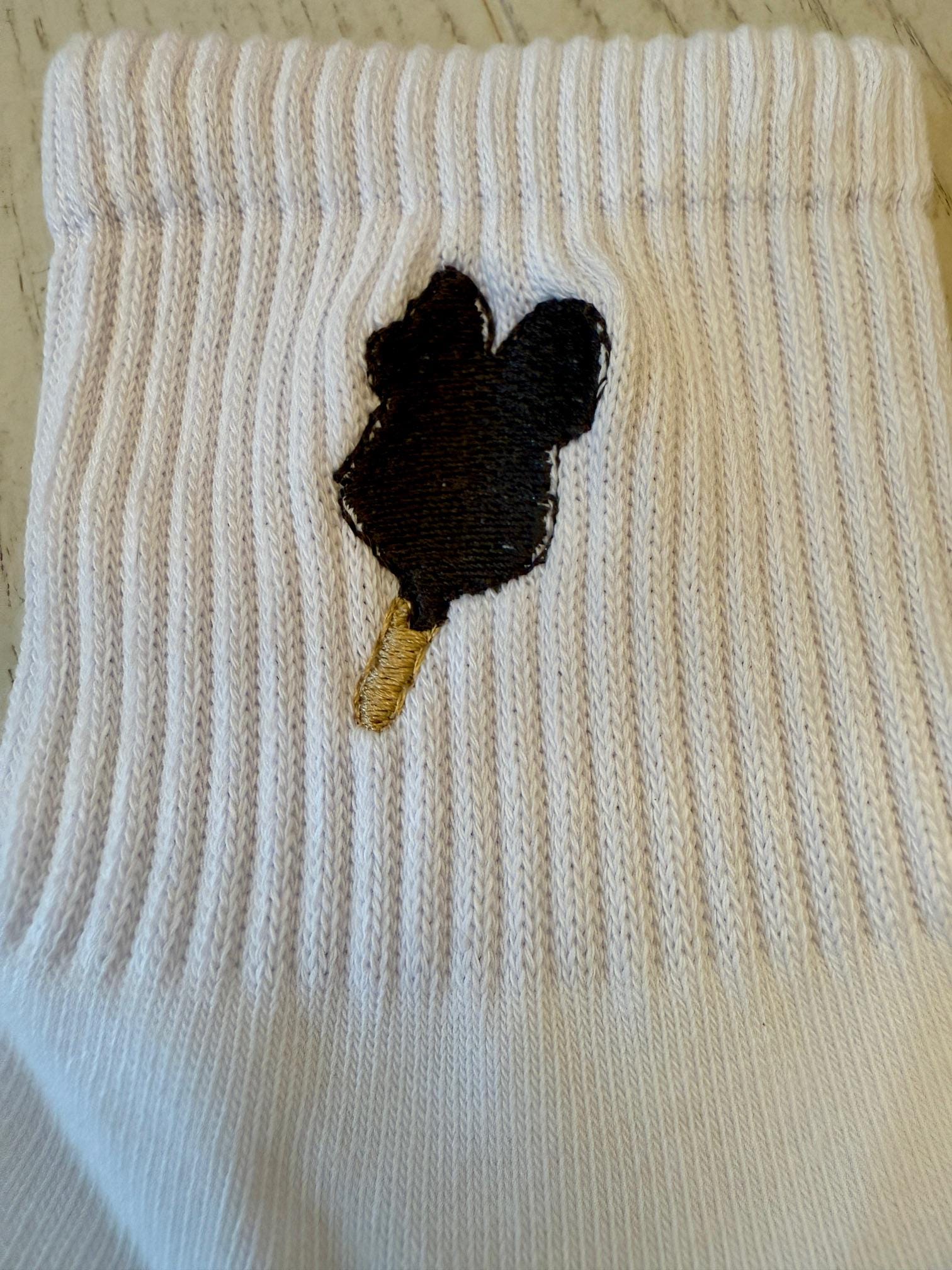 Mickey Ice Cream Bar embroidered socks.  A treat for your feet!