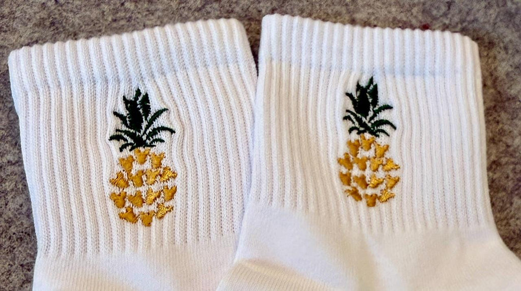Mickey Pineapple Embroidered Ladies Socks.