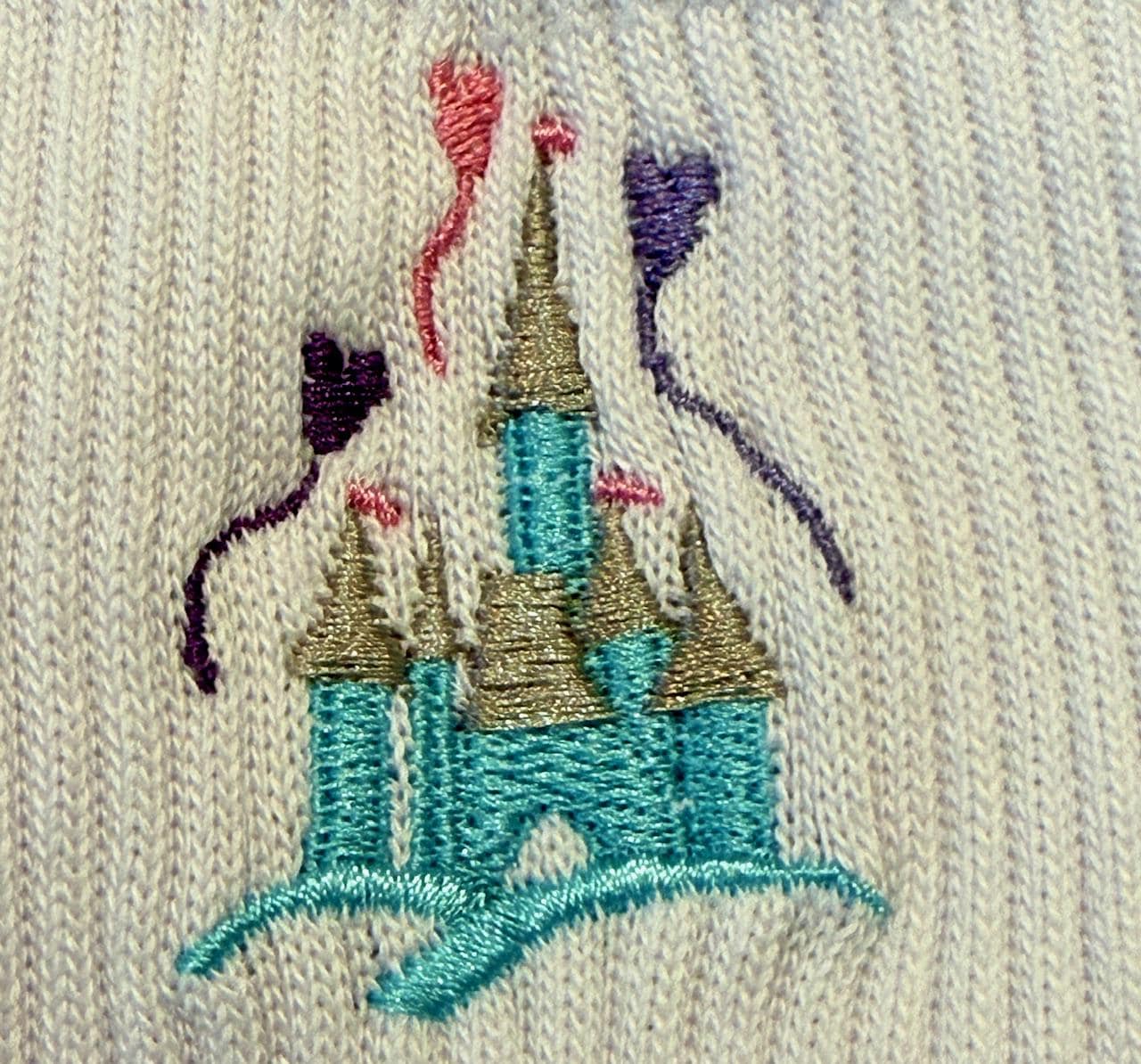 Cinderella's Castle Embroidered Ladies Socks.