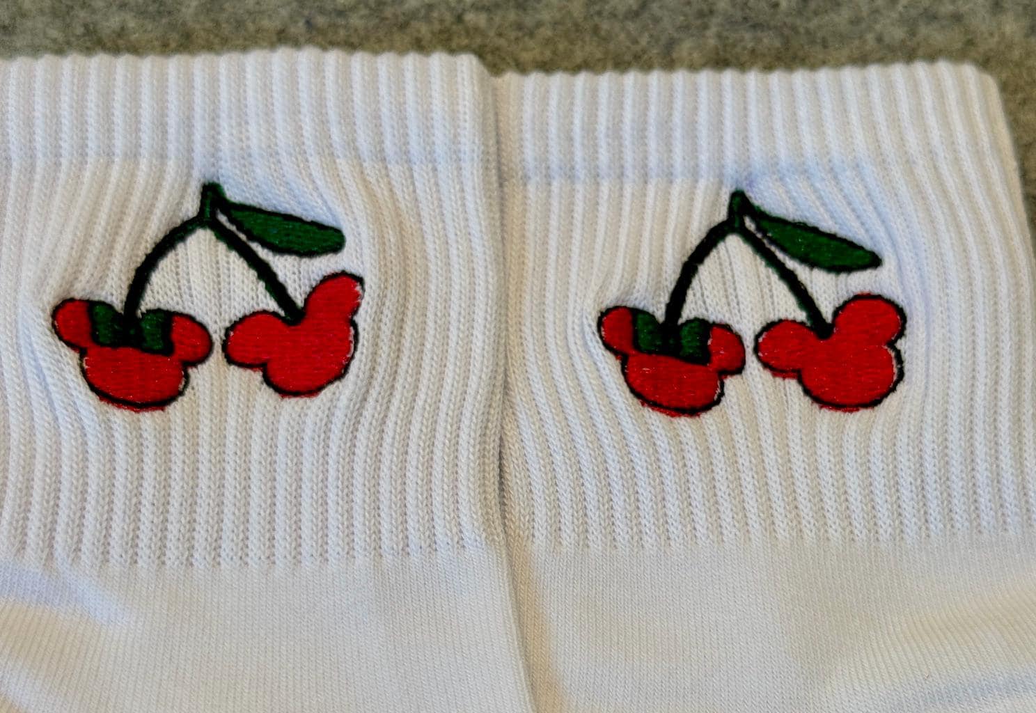 Mickey & Minnie Cherry Embroidered Ladies Socks
