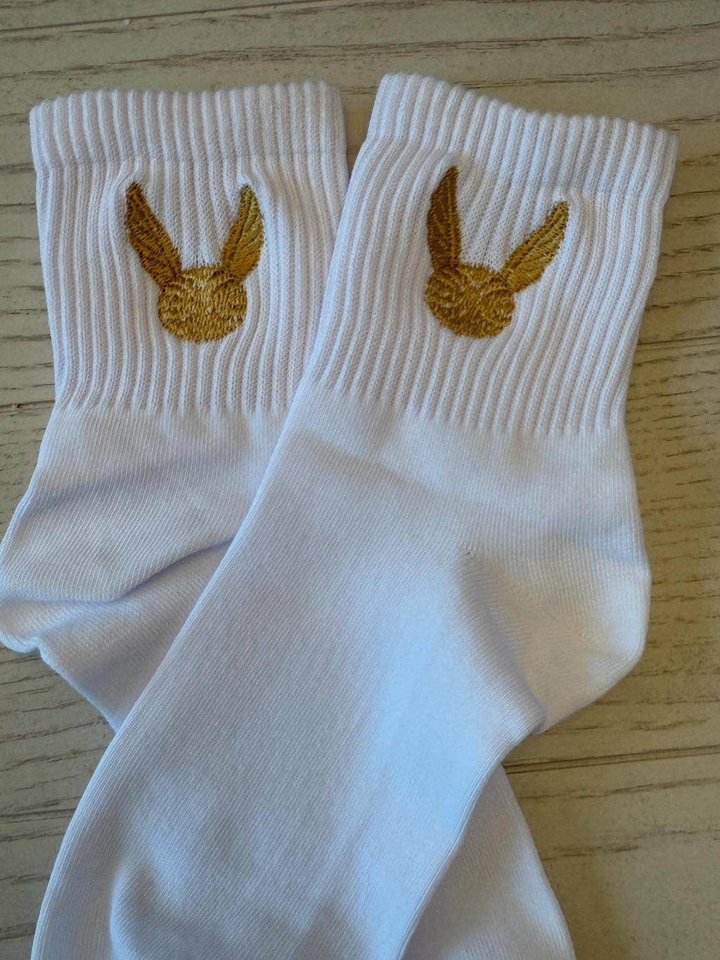 Golden Snitch Ladies quarter crew socks.