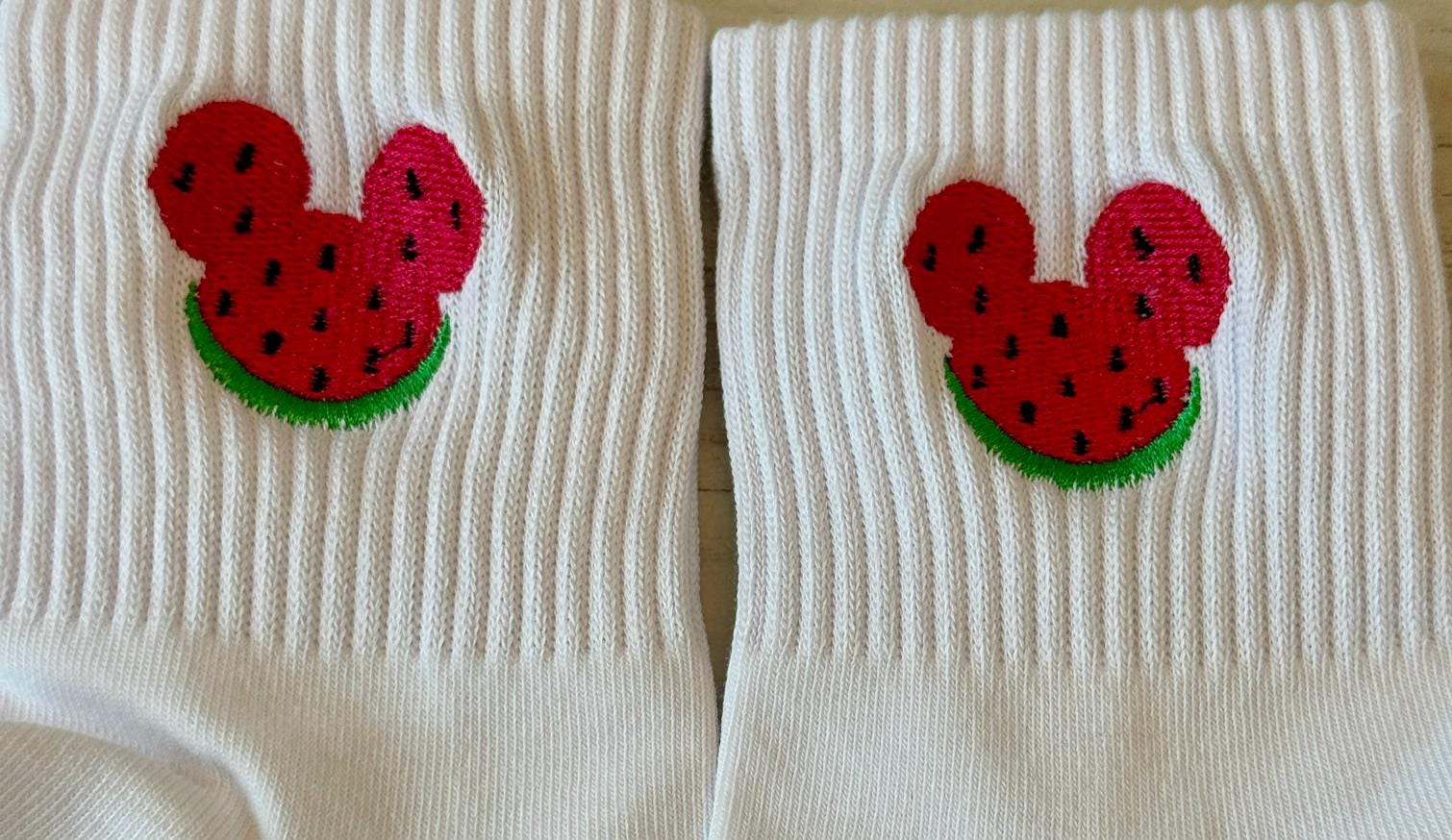 Watermelon Mouse Embroidered Ladies Socks