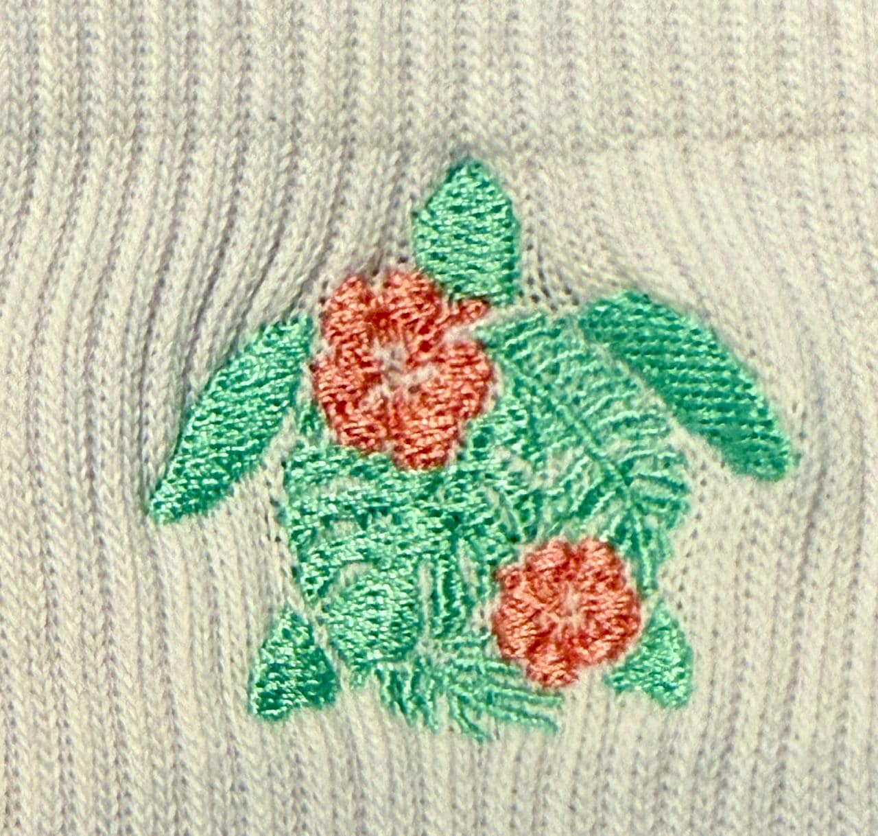 Flowering Sea Turtle Embroidered Socks for Ladies.