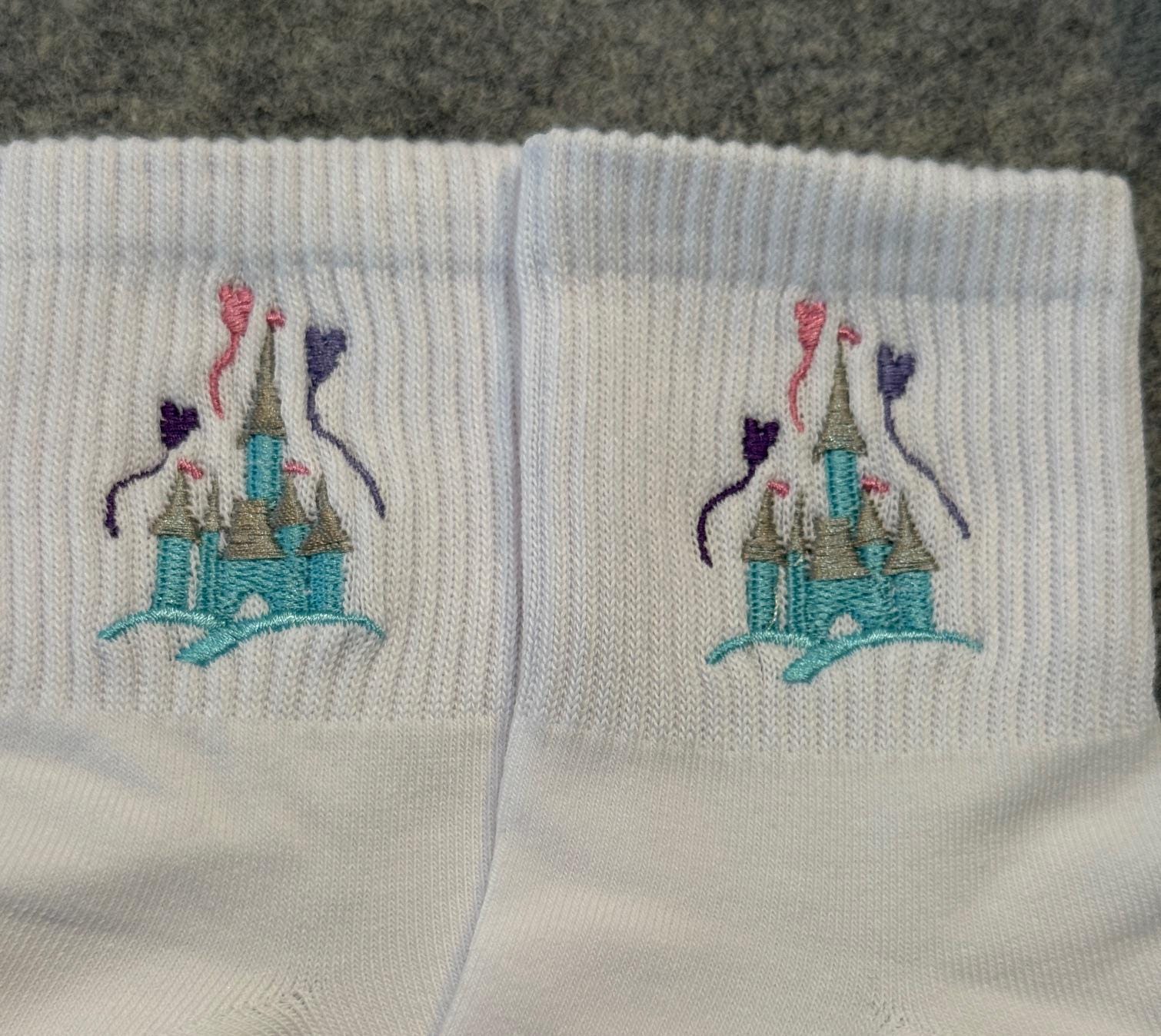 Cinderella's Castle Embroidered Ladies Socks.