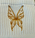 Wings embroidered on ladies quarter crew socks