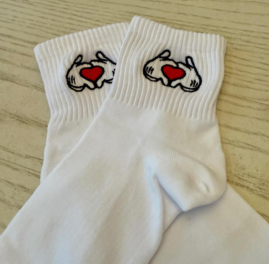 Hand Heart Embroidered Ladies Socks for the Mickey Lover in us all!
