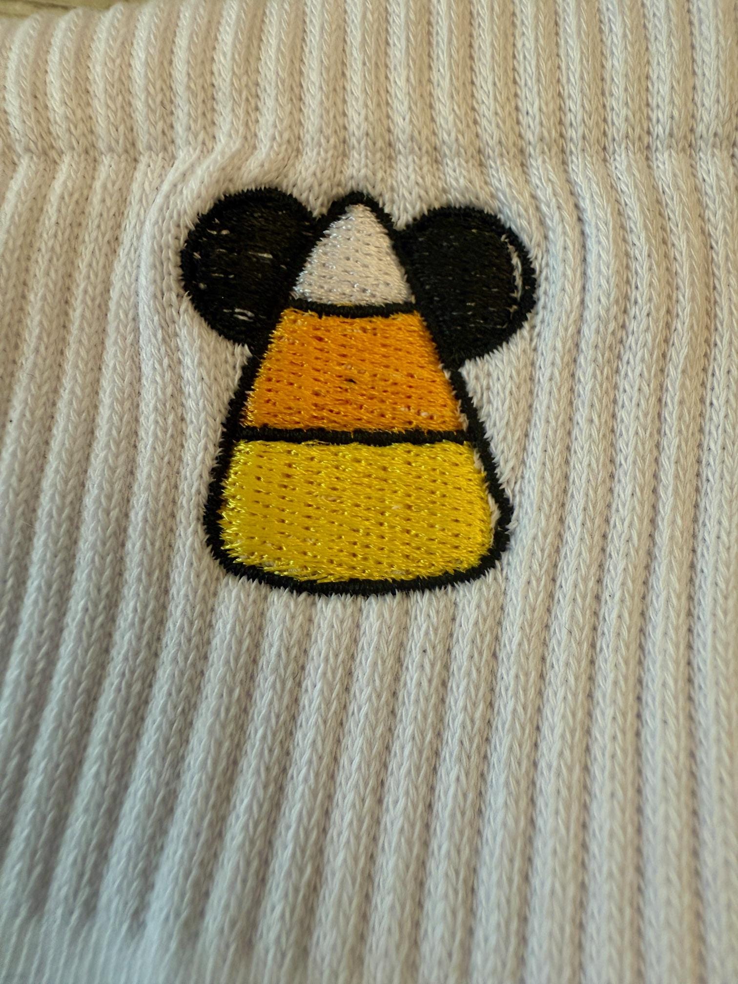 Ladies embroidered Candy Corn Mickey Ears Socks
