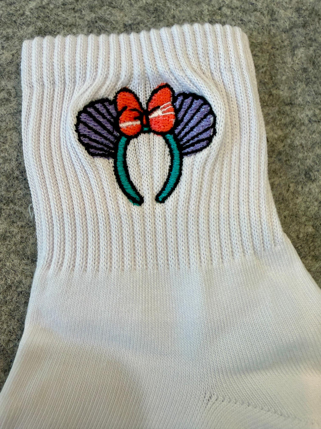 Little Mermaid Ears/Headband Embroidered Socks with Dinglehopper!