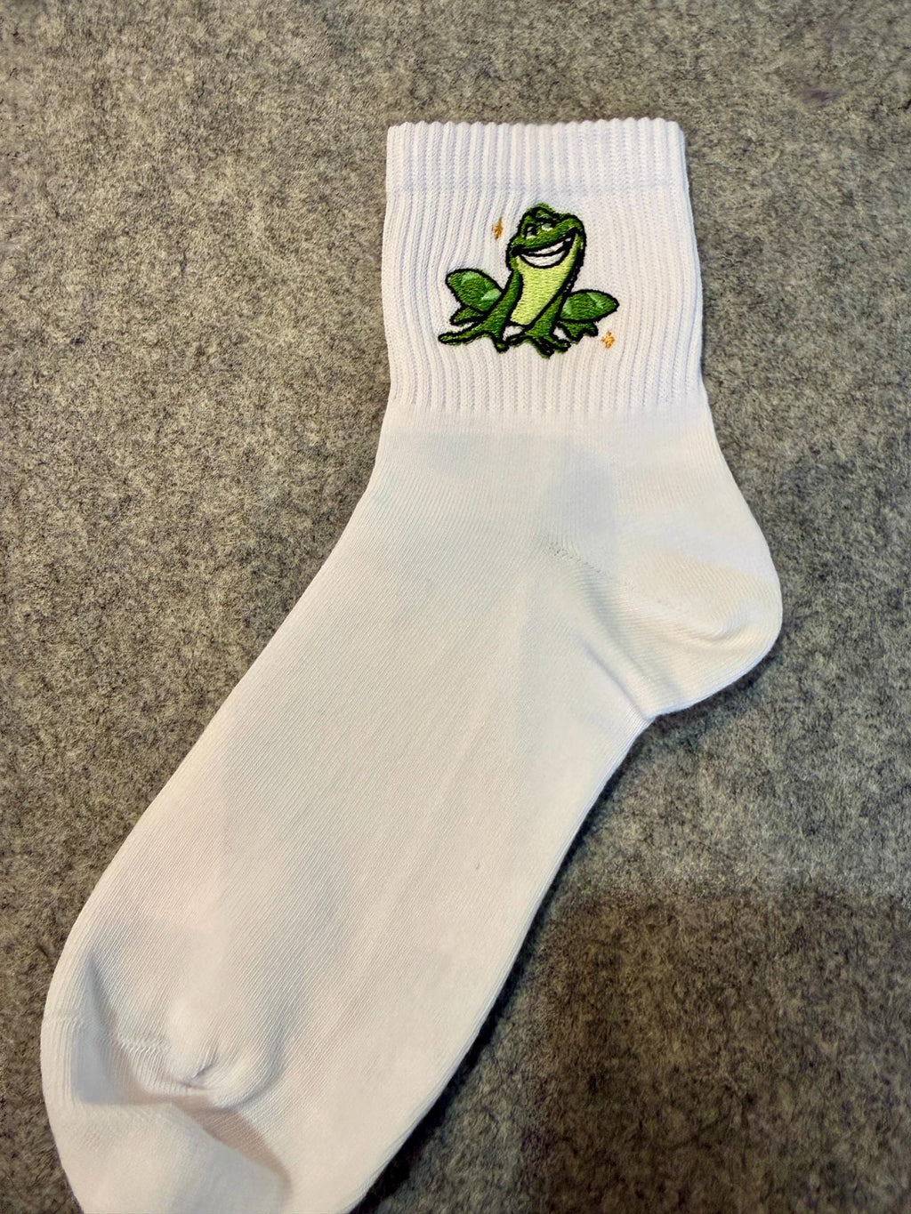 Frog Prince, even Tiana would love, embroidered Ladies Socks