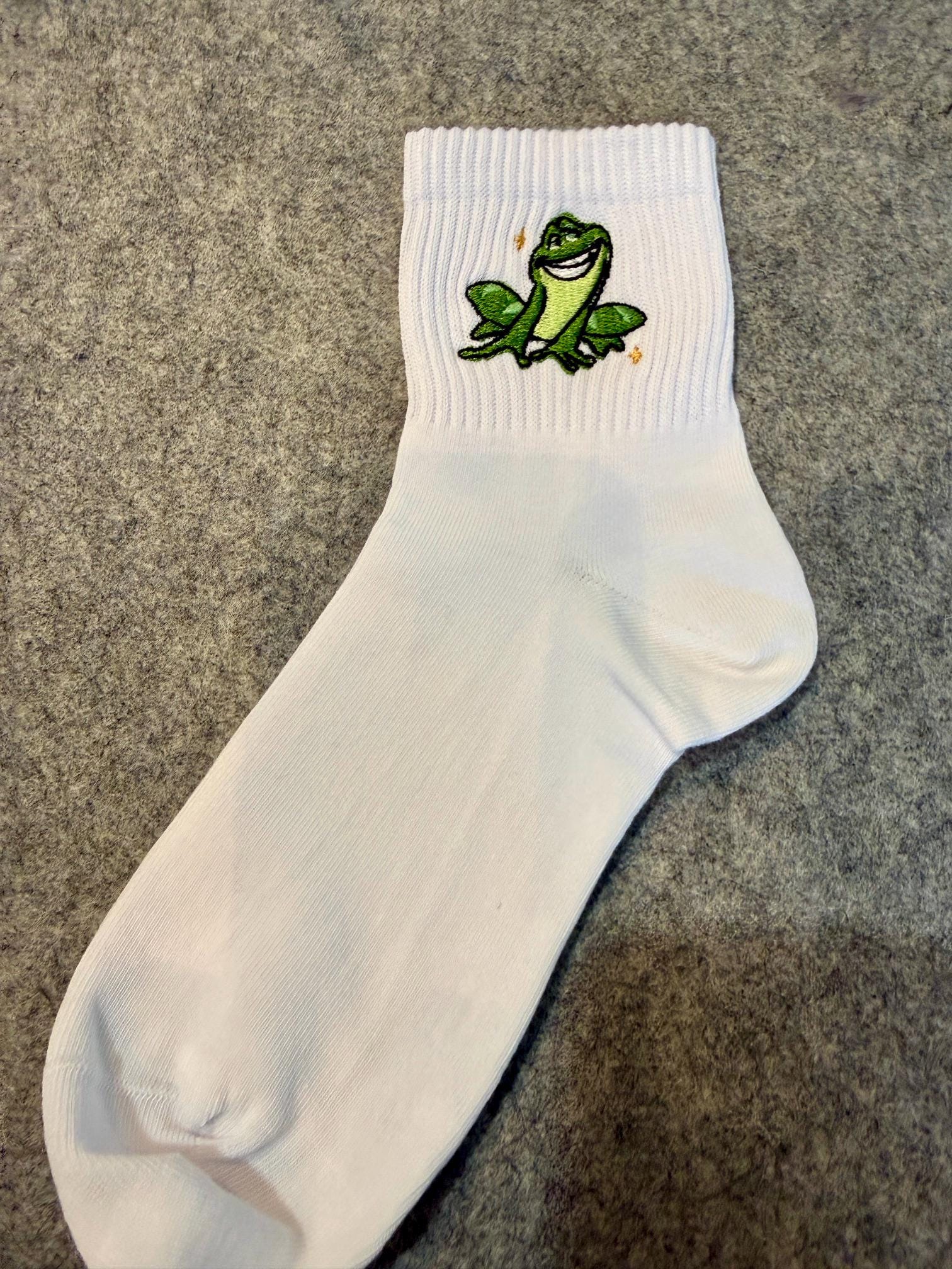 Frog Prince, even Tiana would love, embroidered Ladies Socks